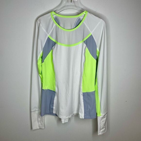 LULULEMON TRAIL BOUND LONG SLEEVE 8 WHITE CLEAR MINT Top Running Hiking Workout - Picture 9 of 9